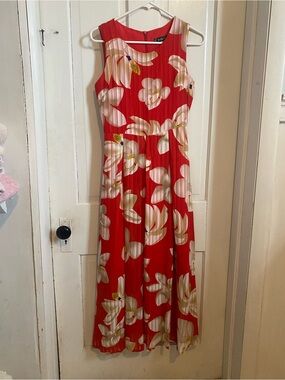 Red Floral Sleeveless Dress